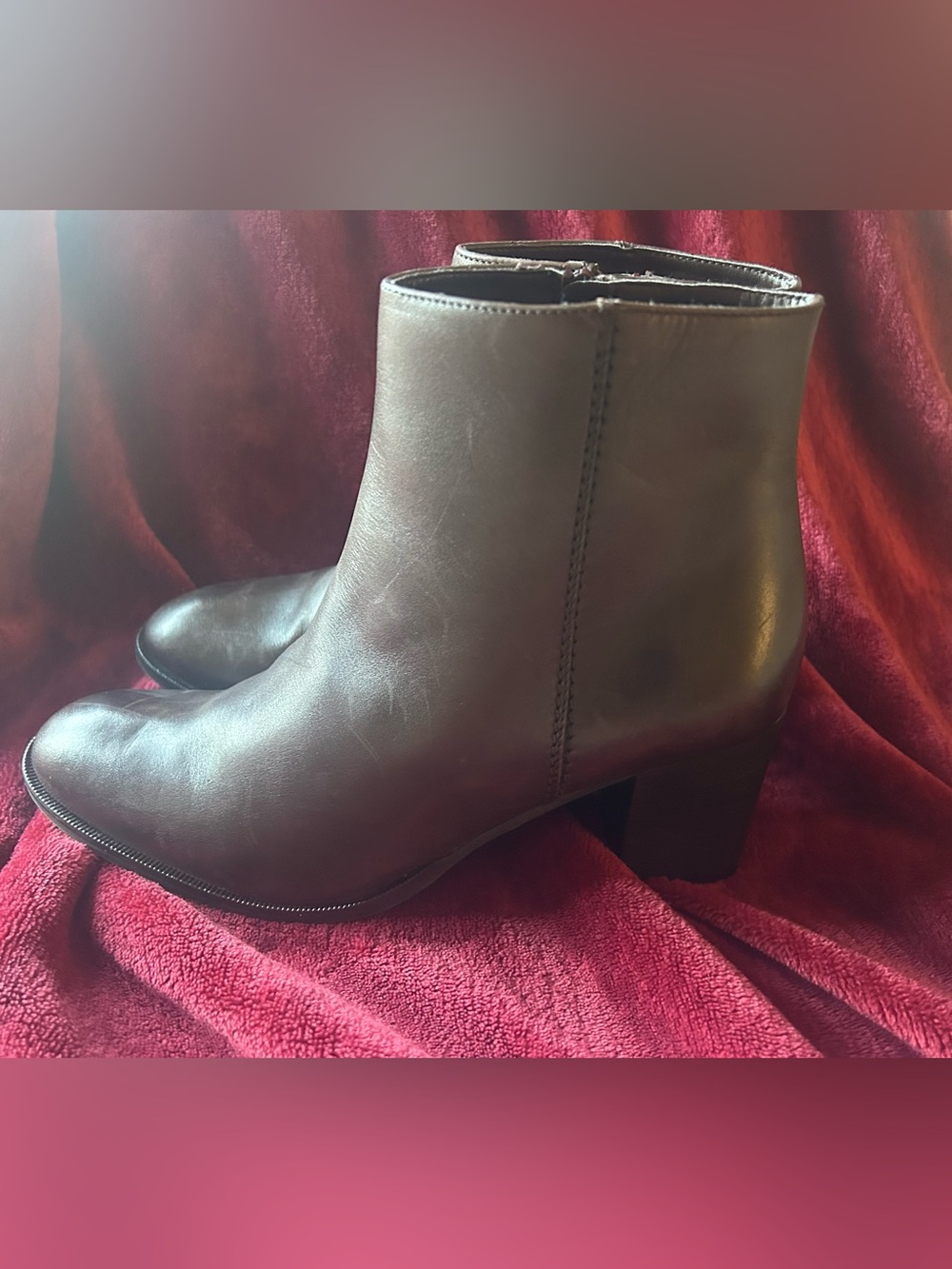 Lamica Italy Chocolate Brown Leather Block Heel Ankle Boots NWOB